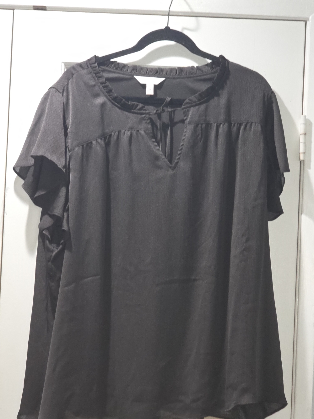 LC Lauren Conrad Black Ruffle Sleeve Blouse